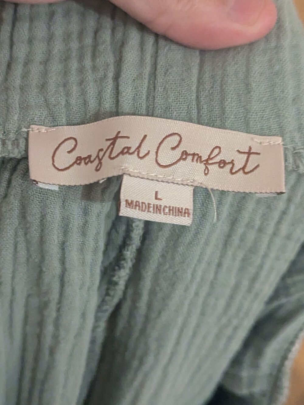 Coastal Comfort Lightweight Airy Loose Woven Seafoam Green Pants-Women's L - Picture 2 of 7